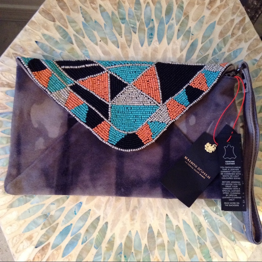 SCOTCH & SODA Aztec Bead Tie Dye Clutch / Wristlet